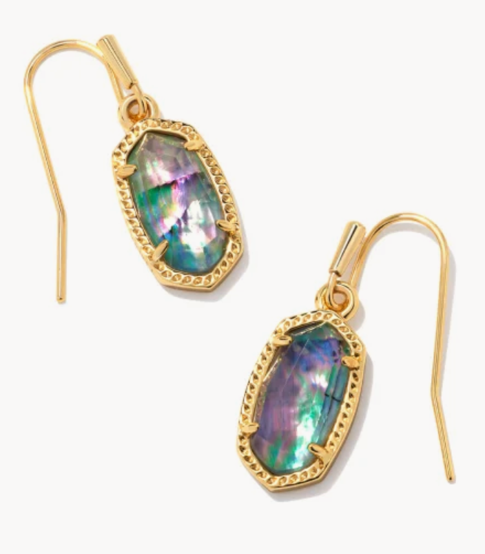 Kendra Scott Lee Gold Drop Earrings in Lilac Abalone