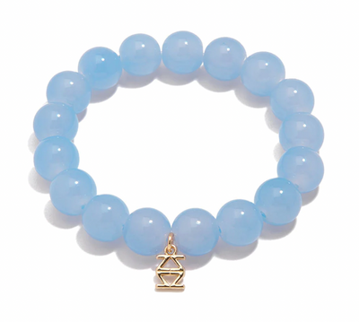 Light Blue Glossy Bead Stretch Bracelet