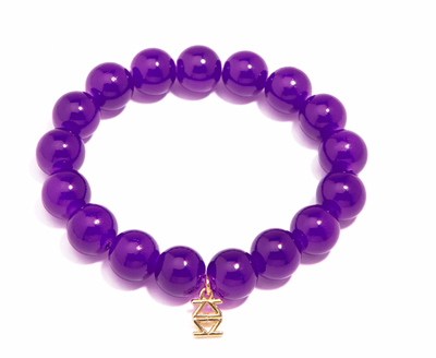 Purple Glossy Bead Stretch Bracelet