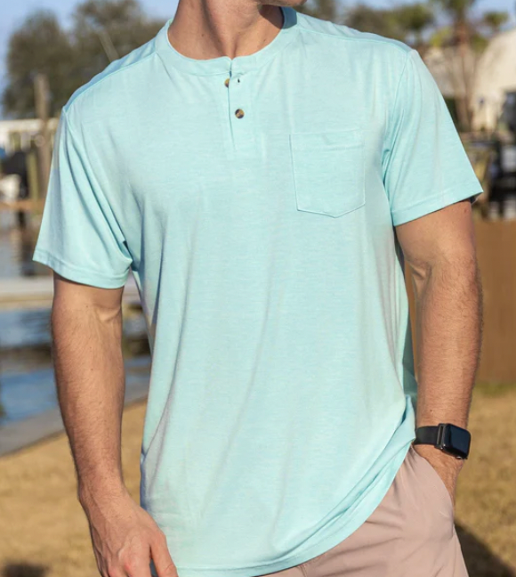 Southern Shirt Max Comfort Henley Tee - Reef Waters