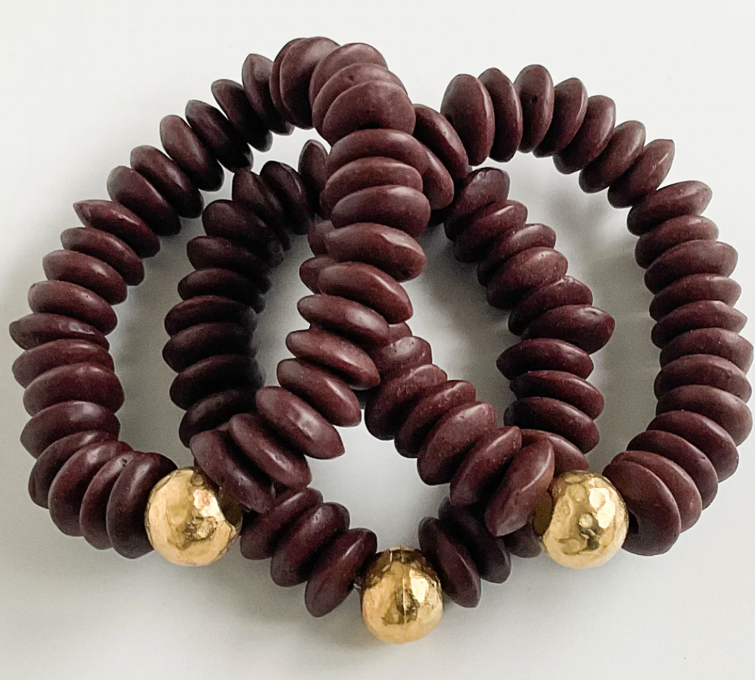 Virtue Jewelry Heishi Bone Bracelet in Chocolate