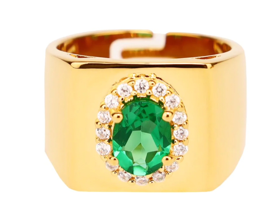 BuDhaGirl Birthday Ring - Emerald/White