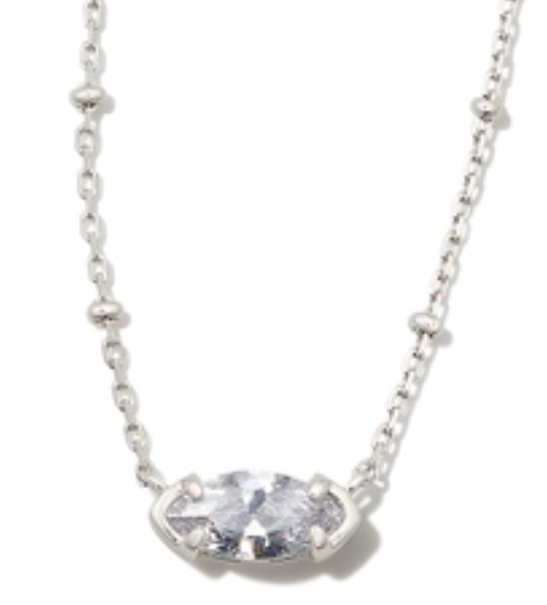Kendra Scott Silver Genevieve White Crystal Pendant Necklace