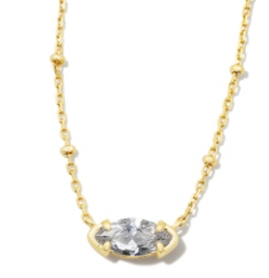Kendra Scott Gold Genevieve White Crystal Pendant Necklace