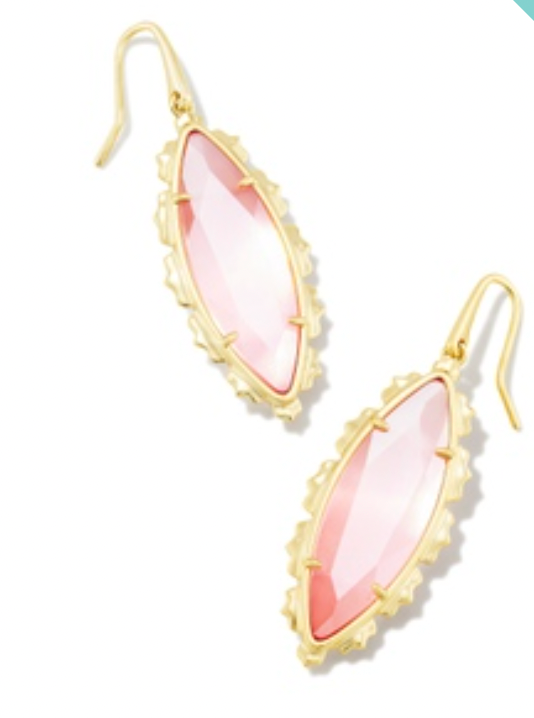Kendra Scott Gold Genevieve Drop Earrings in Pink Cat's Eye