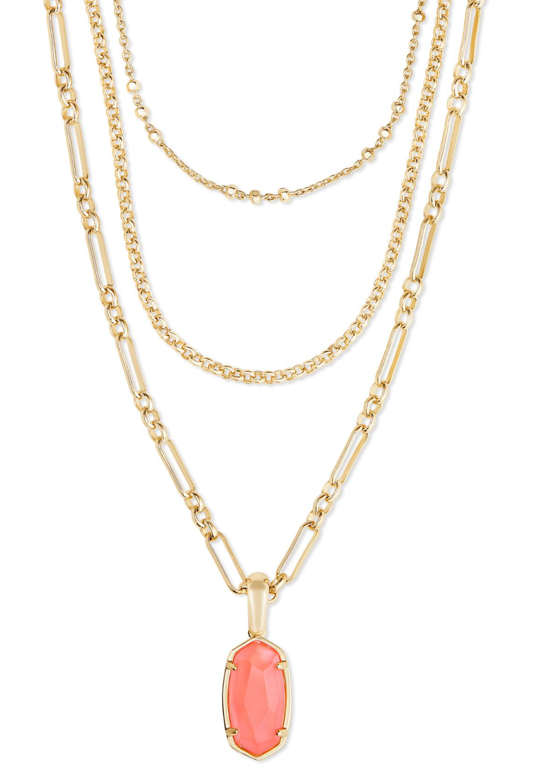 Kendra Scott Elisa Triple Strand Necklace in Gold Coral Illusion