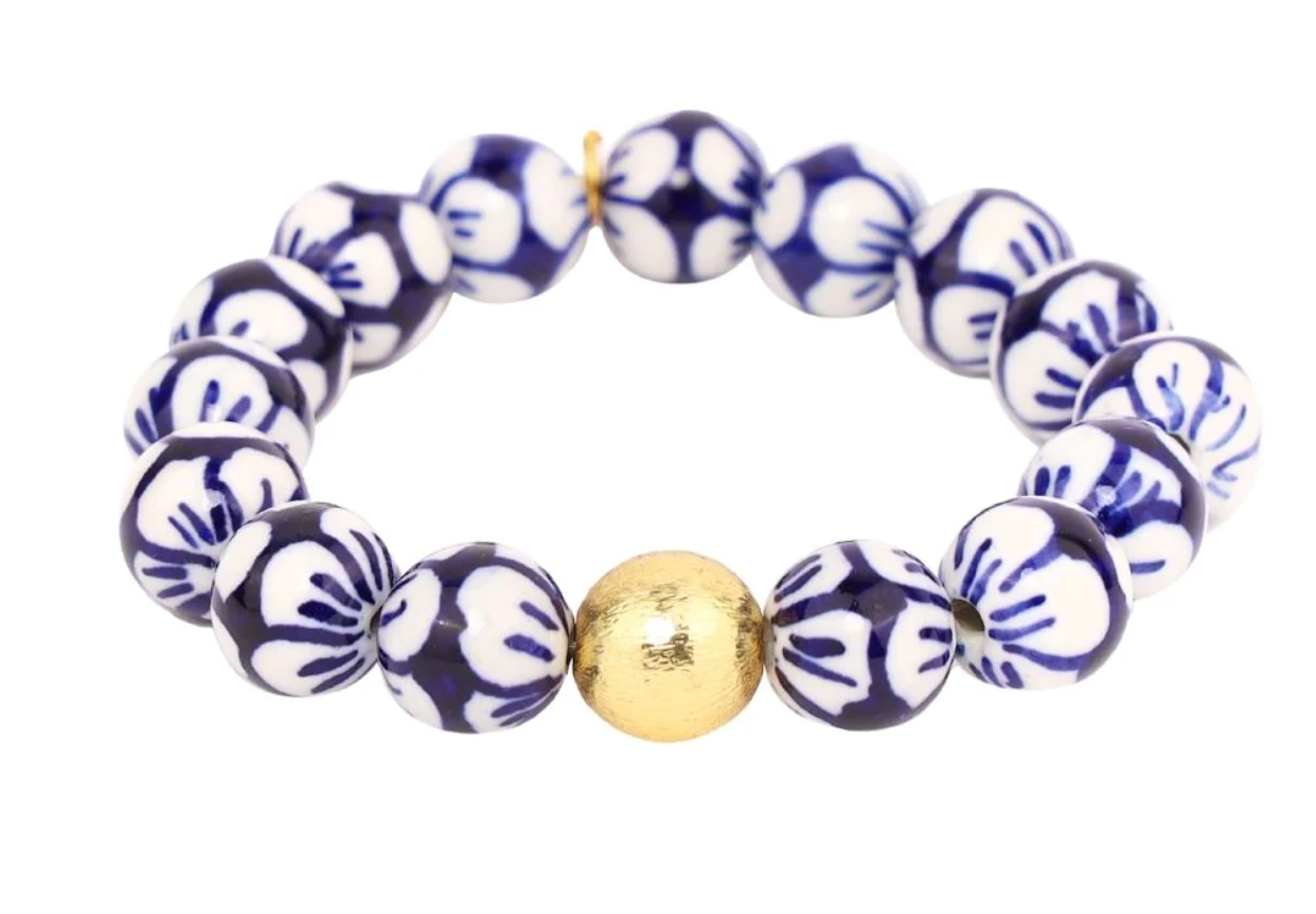 BuDhaGirl Porcelain Beaded Lotus Bracelet