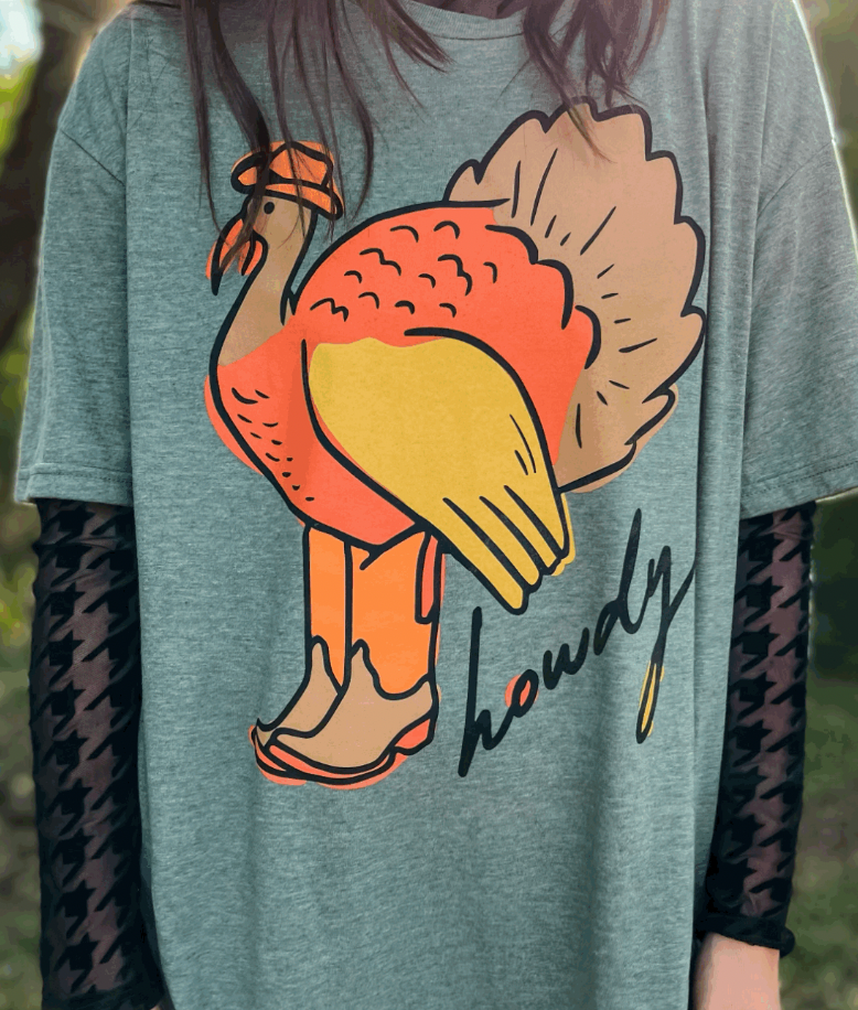 Forest Green Howdy Turkey Graphic Tee