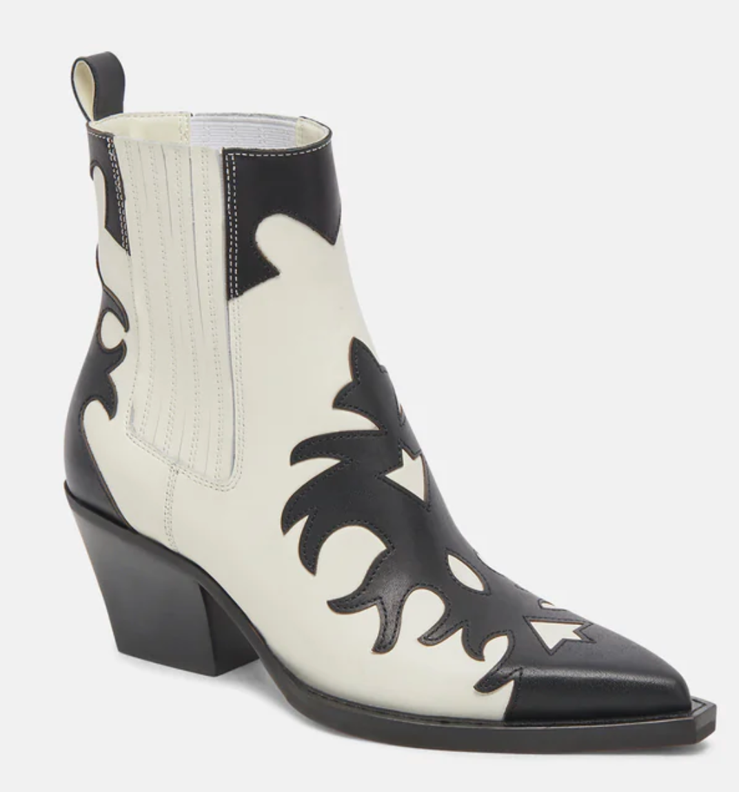 Dolce Vita Black and White Leather Boots