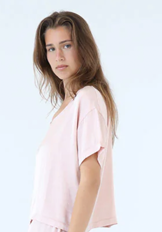 Pj Dreamwear Bertie Satin Tee - Nude Pink