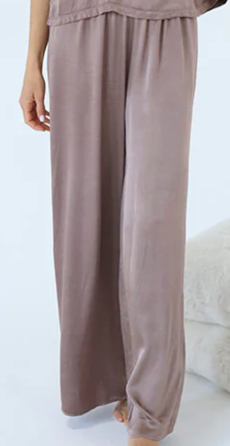 Pj Dreamwear Mo-Crop Satin Palazzo Pant - Copper