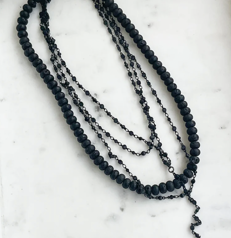 Virtue Jewelry Black Lava Gemstone Layering Necklace