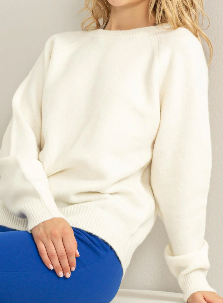 Soft Heather Knit Raglan Sweater