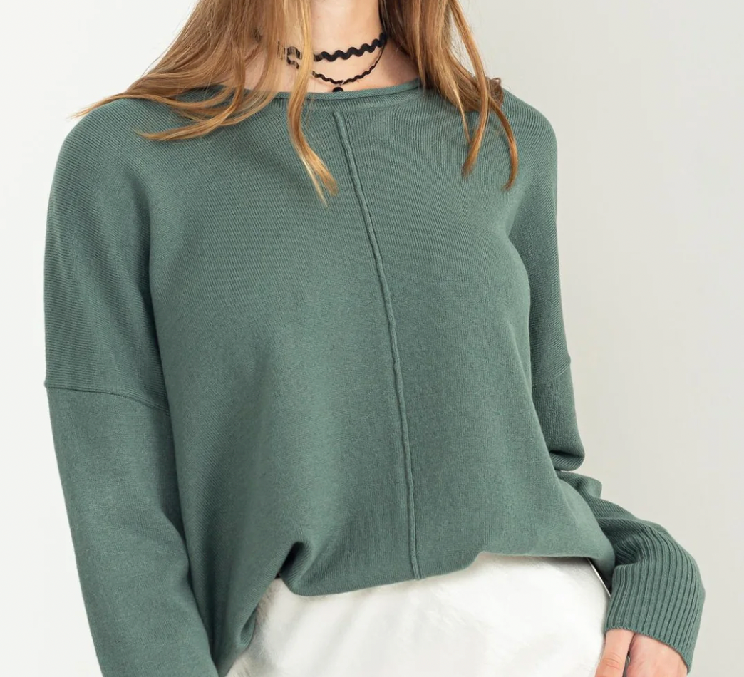 Round Neck Exposed Seam Dreamy Knit Sweater
