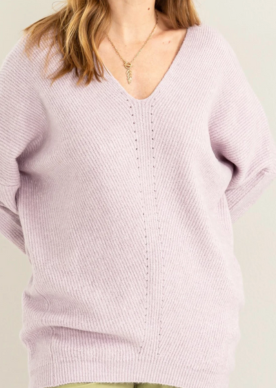V-Neck Slouchy Soft Drop Sleeve Sweater