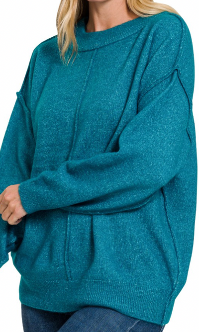 Heather Knit Reverse Seam Pullover