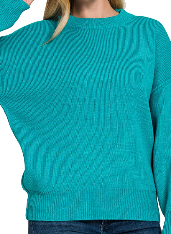 Rib Knit Round Neck Sweater Top