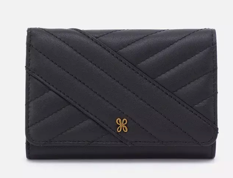 Hobo Jill Trifold Wallet in Quilted Silk Napa Leather - Black – Fly ...