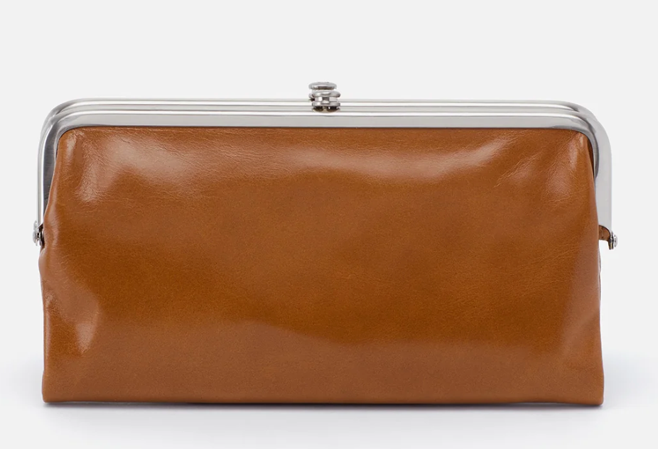 Hobo Lauren Clutch Wallet in Polished Leather - Truffle