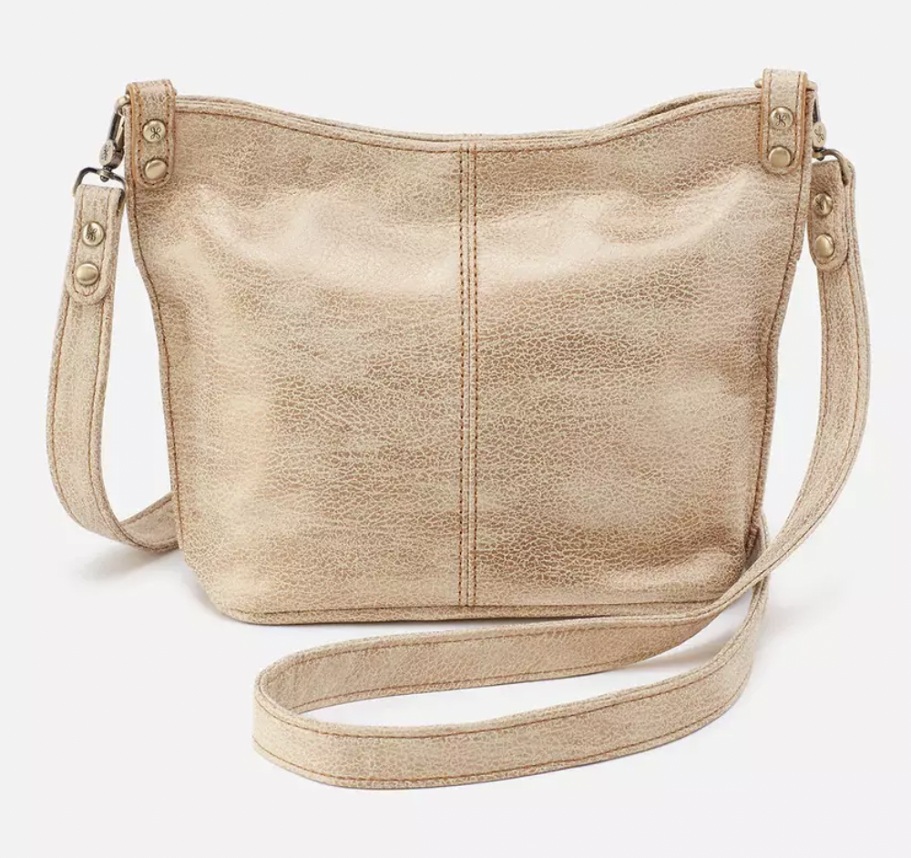 Hobo Pier Small Crossbody in Metallic Leather - Gold Leaf