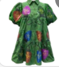 Queen Of Sparkles Kids Green Christmas Light Sequin Poof Sleeve Dress