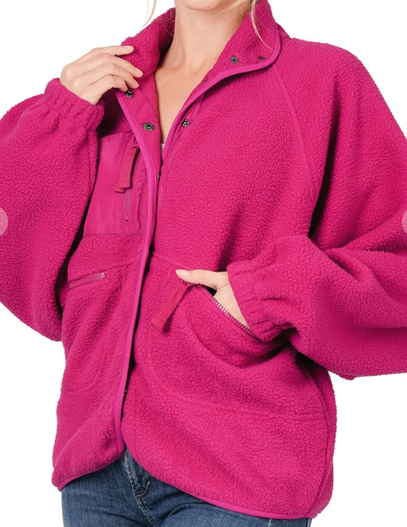Oversized Ultra Comfy Snap Fleece Jacket