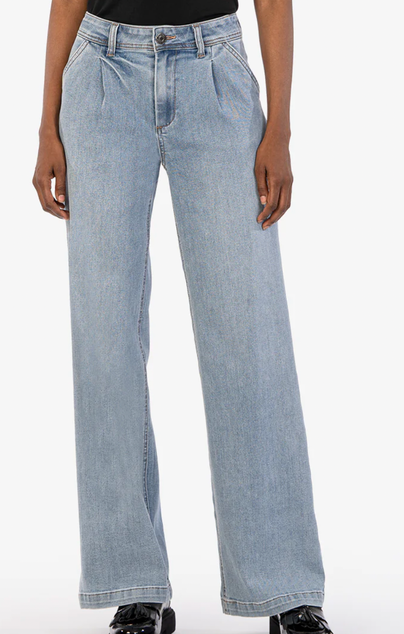 KUT Medium Wash Jean High Rise Wide Leg Inseam