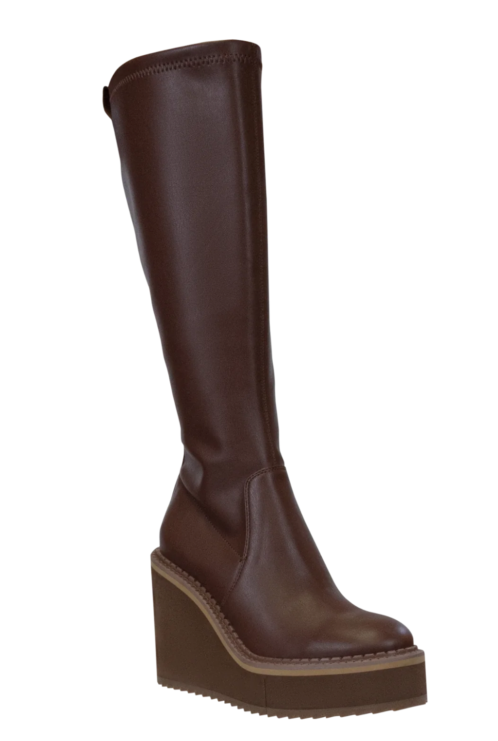 NakedFeet Apex Wedge Knee High Boot in Cacao