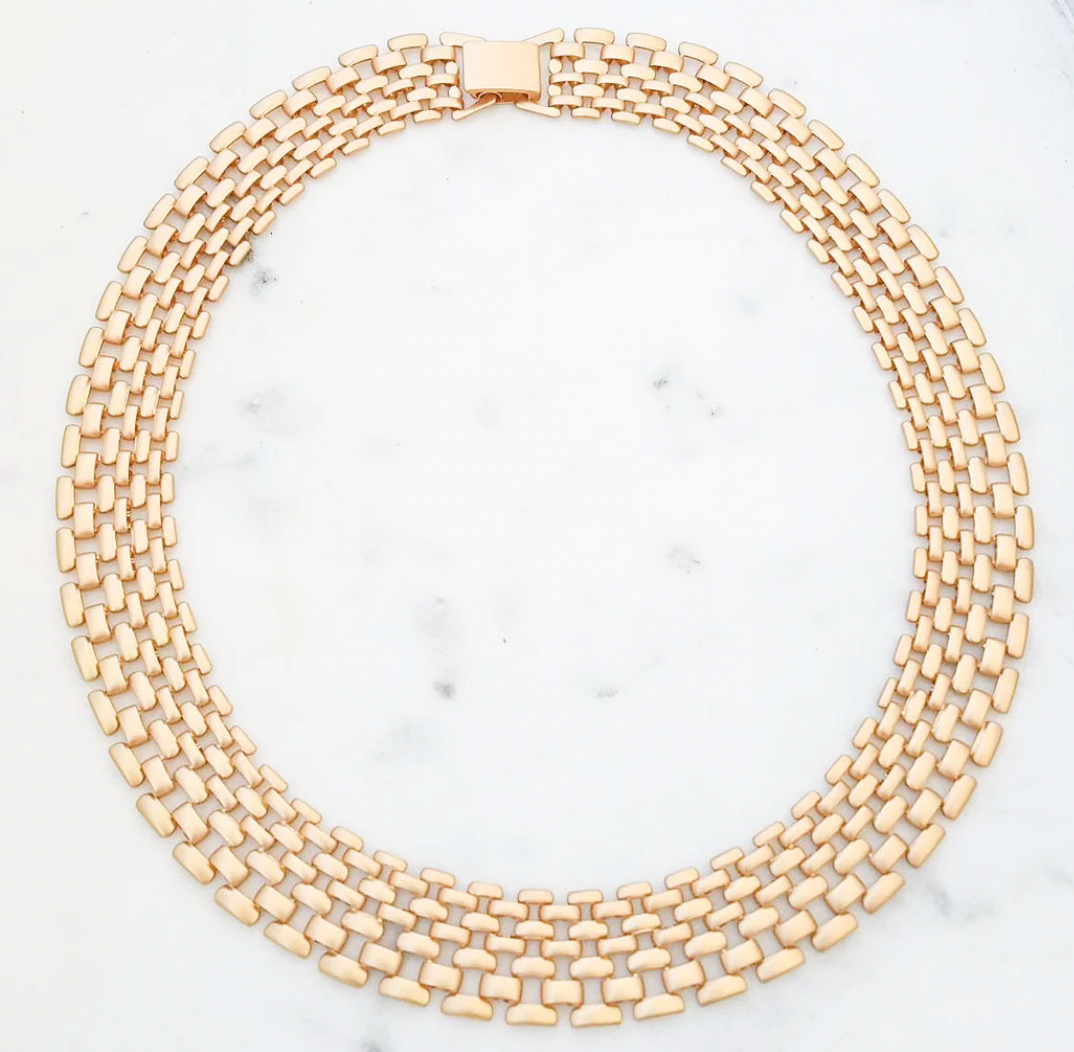 Virtue Jewelry Gold Wide Multi Link Collar Necklace