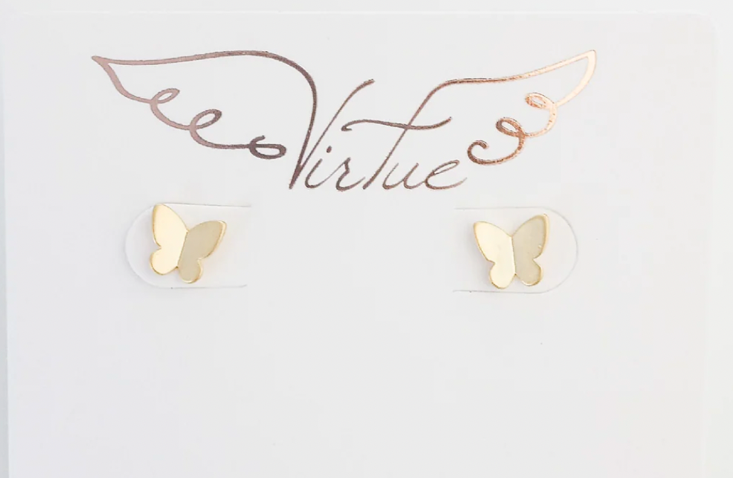 Virtue Jewelry Gold Butterfly Stud Earrings