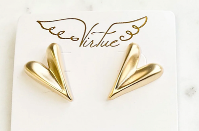 Virtue Jewelry Gold Large Heart Stud Earrings