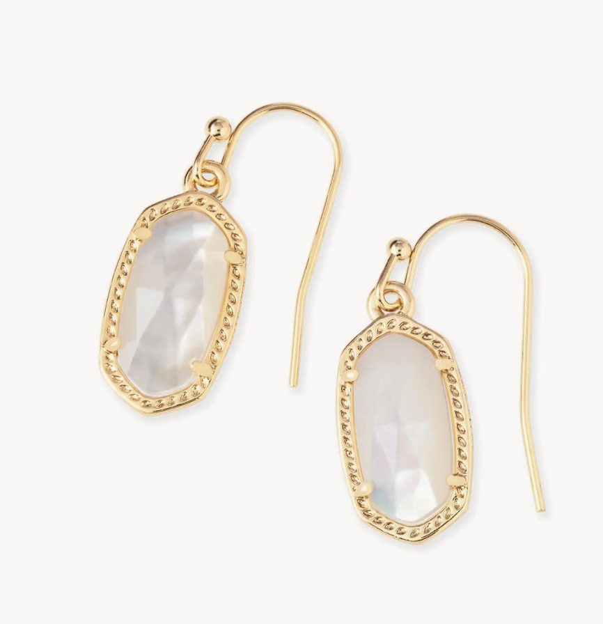 Kendra Scott Lee Gold Drop Earrings in Ivory Mother of Pearl