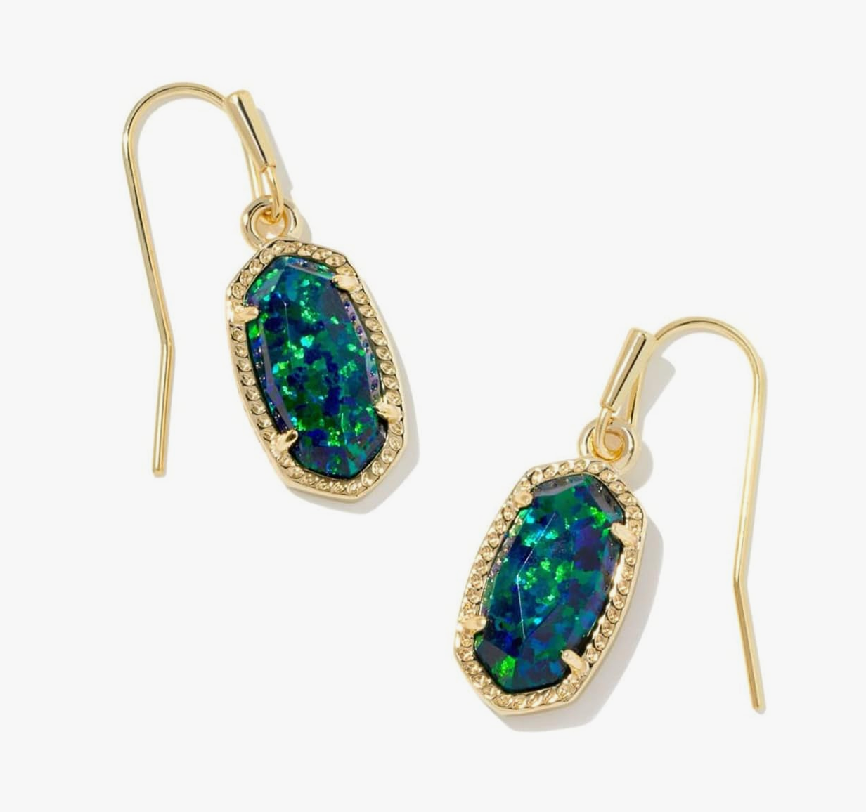 Kendra Scott Gold Lee Drop Earrings in Night Kyocera Opal