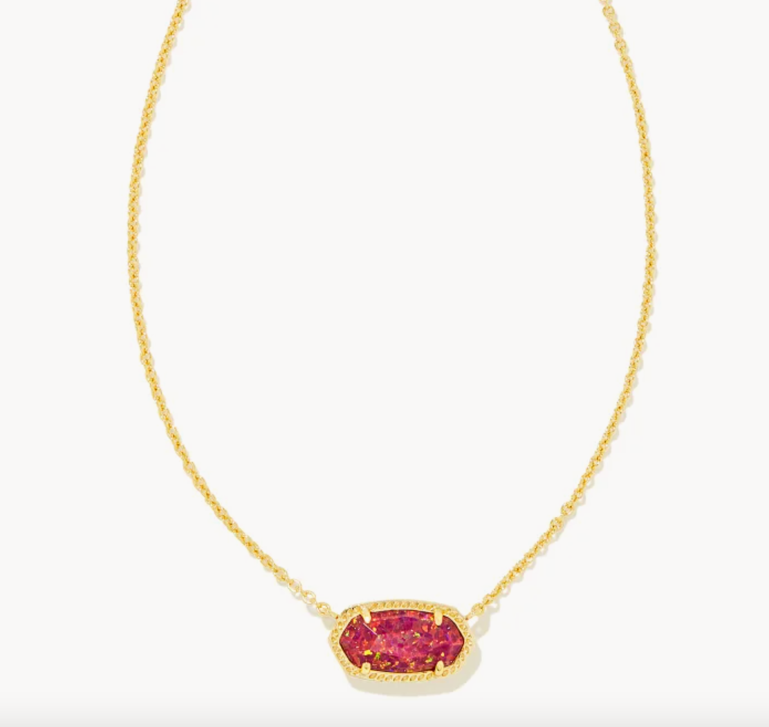 Kendra Scott Elisa Gold Pendant Necklace in Berry Kyocera Opal