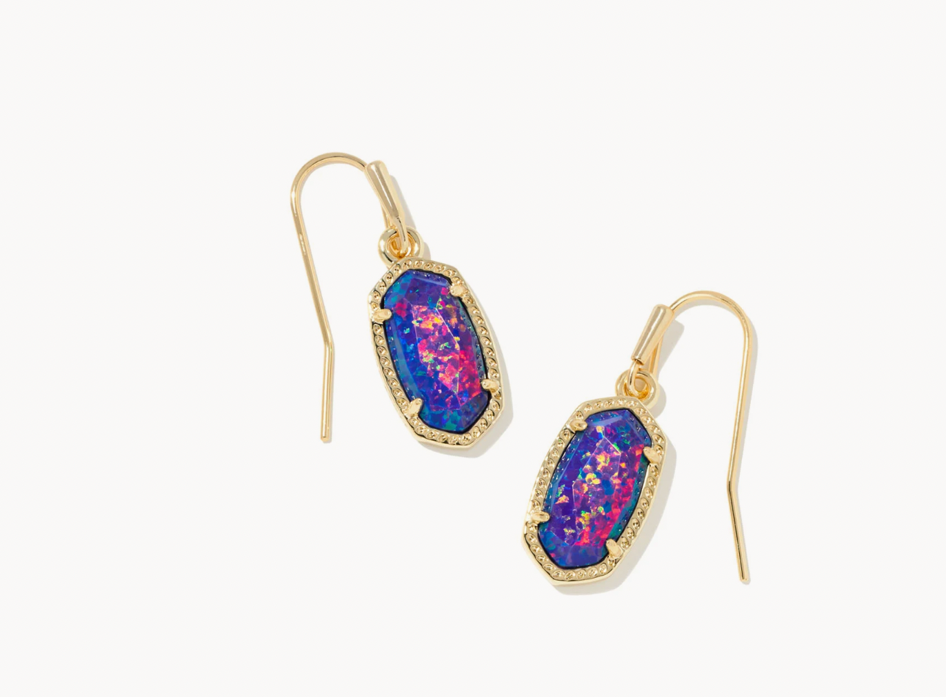 Kendra Scott Lee Gold Drop Earrings in Indigo Kyocera Opal