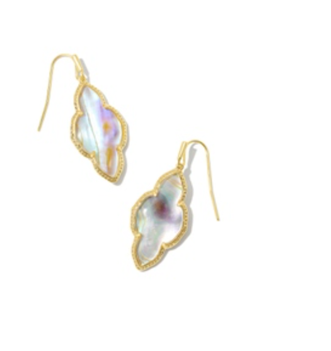 Kendra Scott Abbie Gold Drop Earrings in Iridescent Abalone