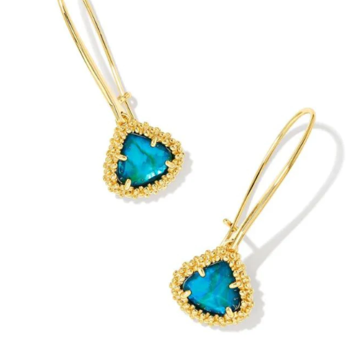 Kendra Scott Gold Kendall Drop Earrings in Teal Abalone