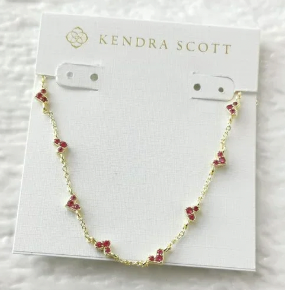 Kendra Scott Haven Heart Strand Necklace in Pink Crystal