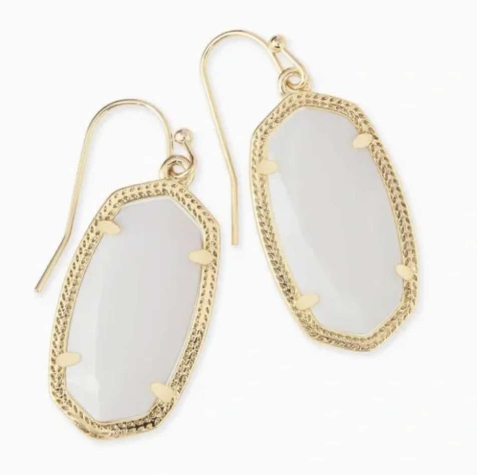 Kendra Scott Dani Gold Drop Earrings in White Pearl