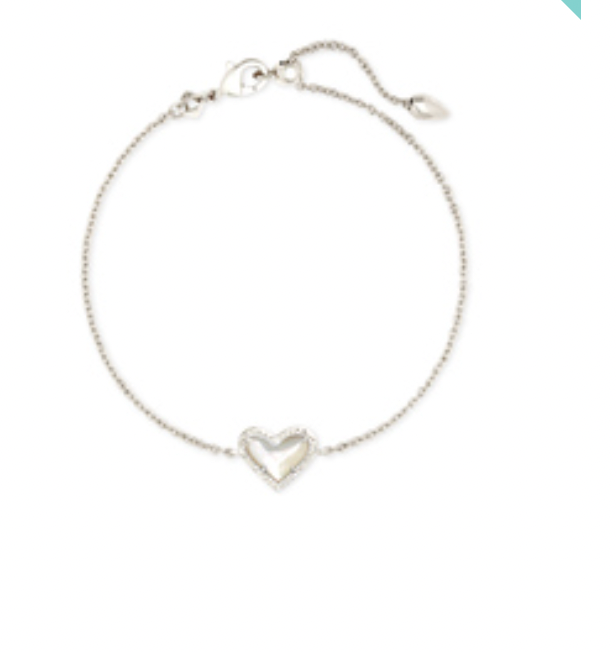 Kendra Scott Silver Ari Heart Bracelet in Ivory Mother of Pearl