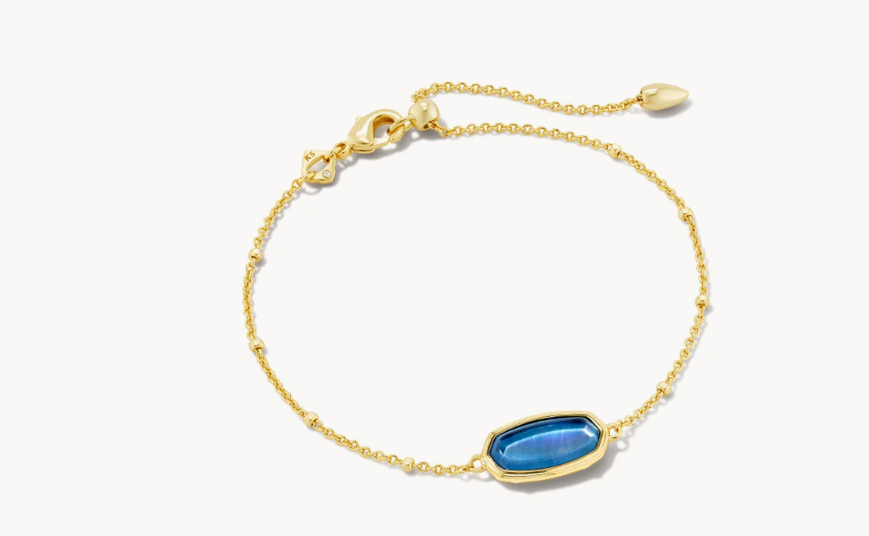 Kendra Scott Elaina Gold Delicate Chain Bracelet in Dark Blue Mother of Pearl