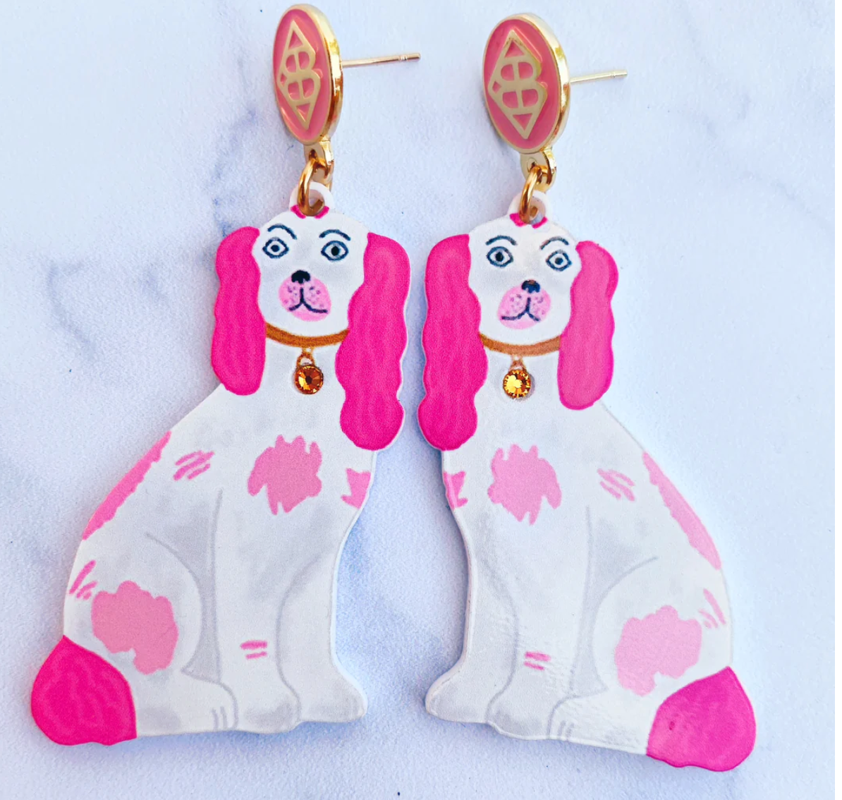 Brianna Cannon Staffordshire Spaniel Earrings - Pink