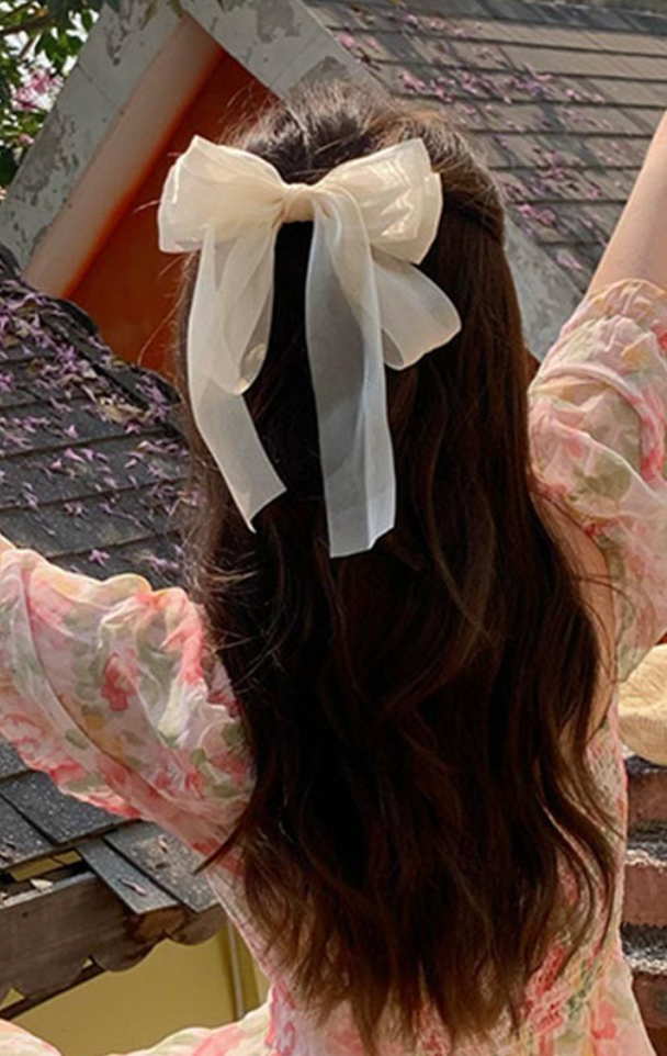 Champagne Shimmer Organza Bow Hair Clip