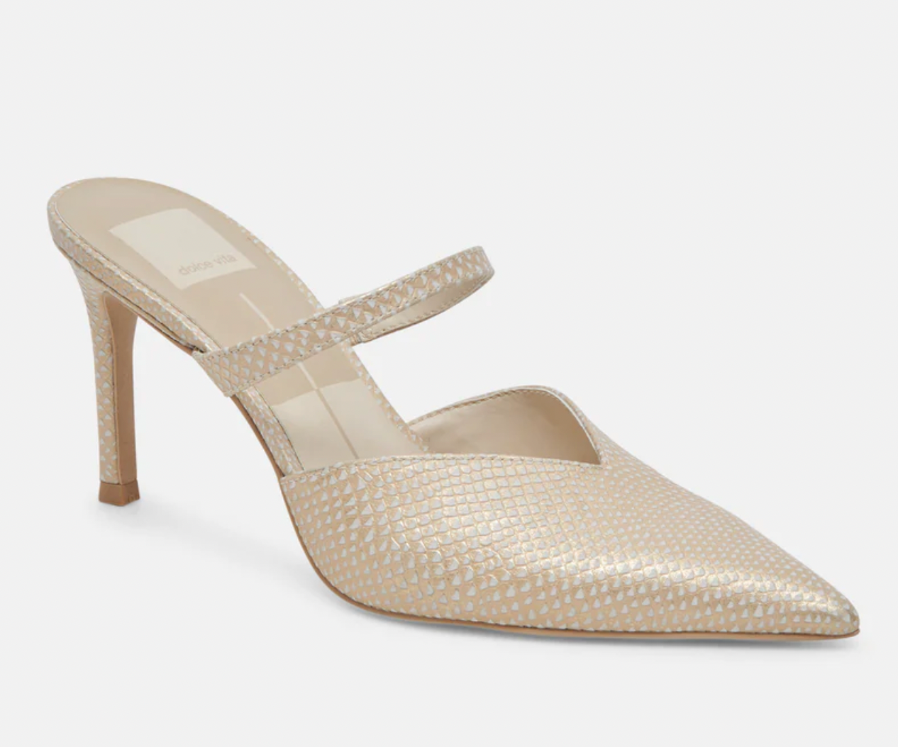 Dolce Vita Kanika Heels in Champagne Embossed Leather