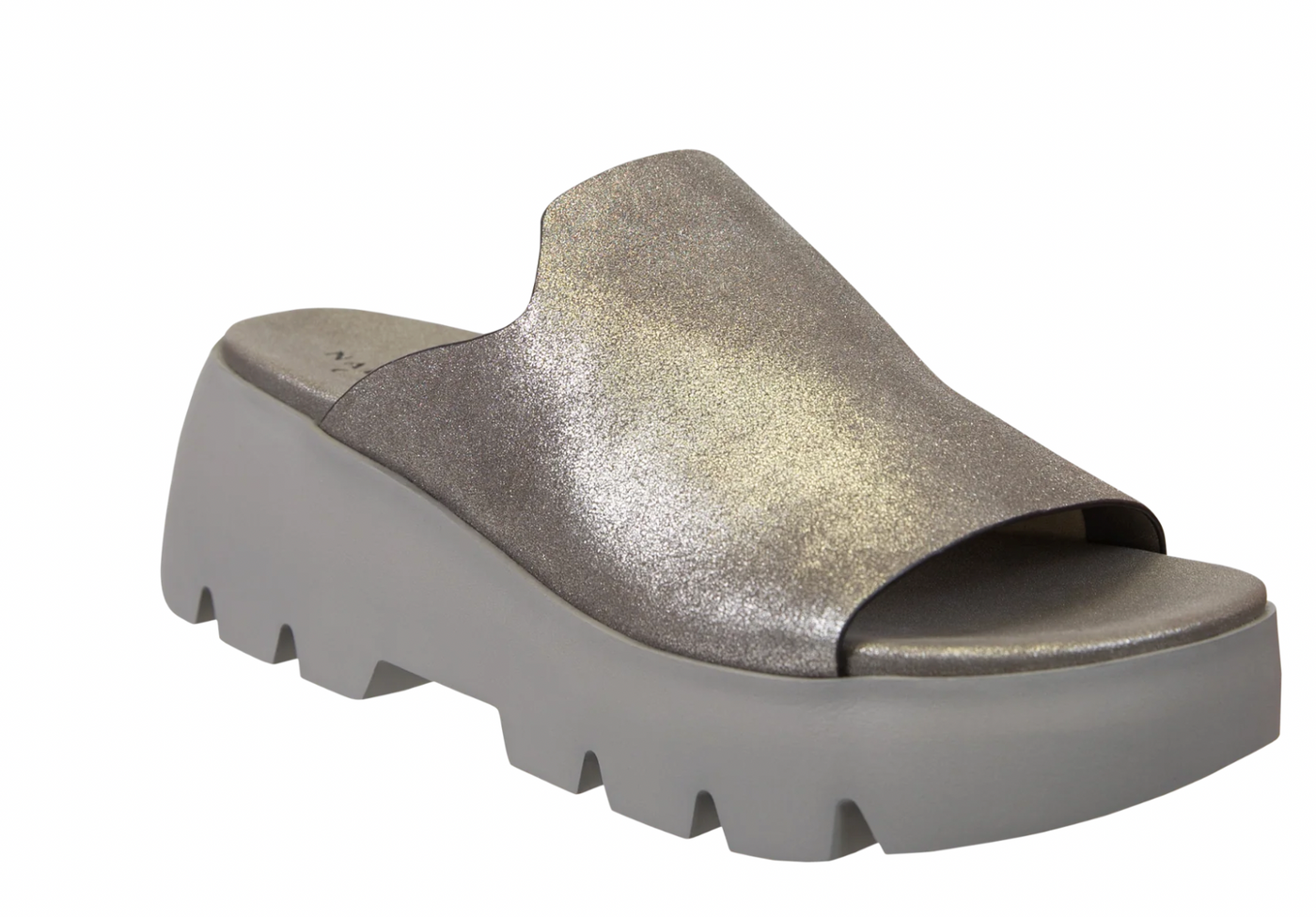 NakedFeet Drift Platform Sandals in Silver