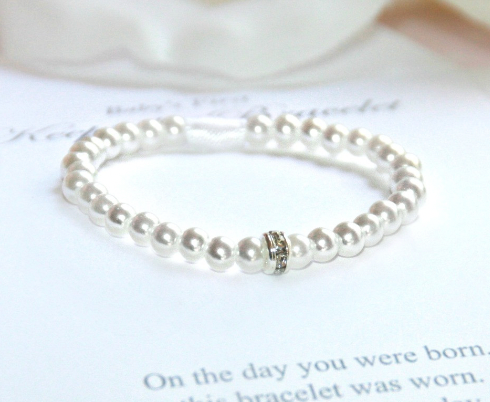 Baby's First/Bride Keepsake Pearl and Crystal Bracelet