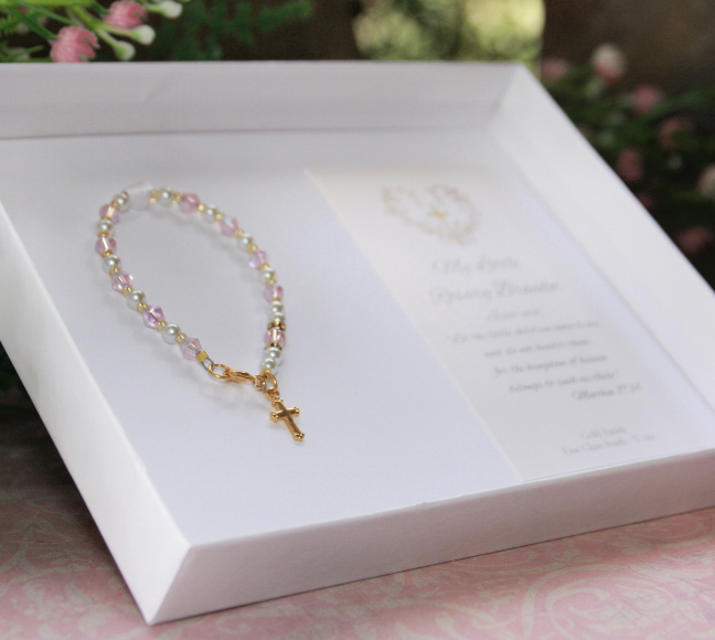 Baby's First Rosary Crystal and Glass Pearl Bracelet