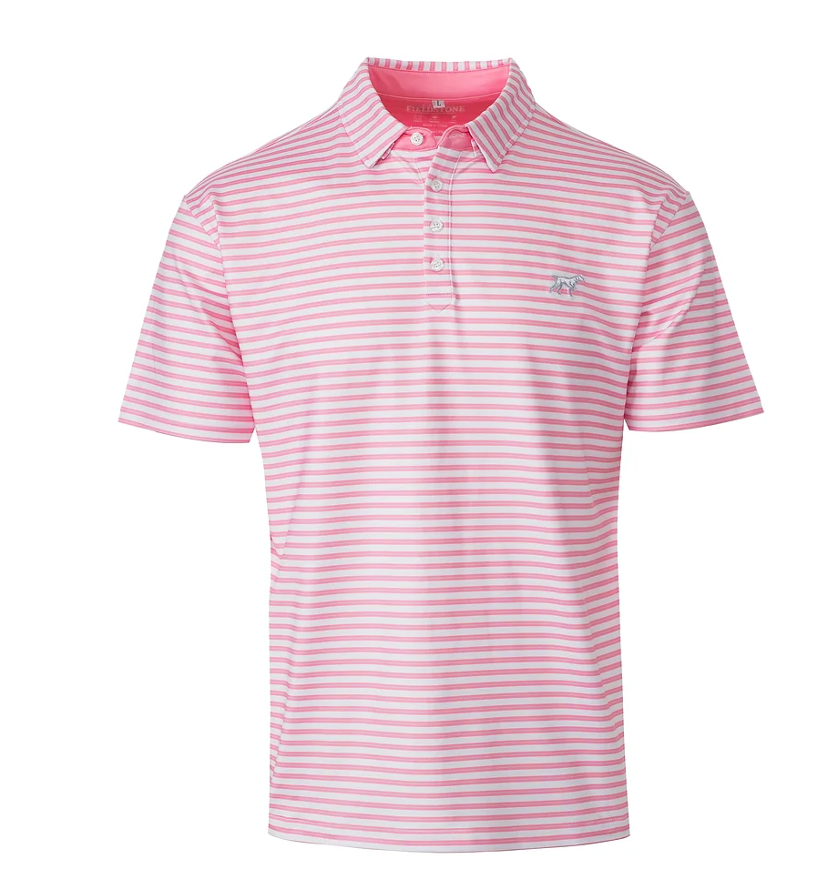 Fieldstone Toddler Carlyle Performance Polo- Pink/White