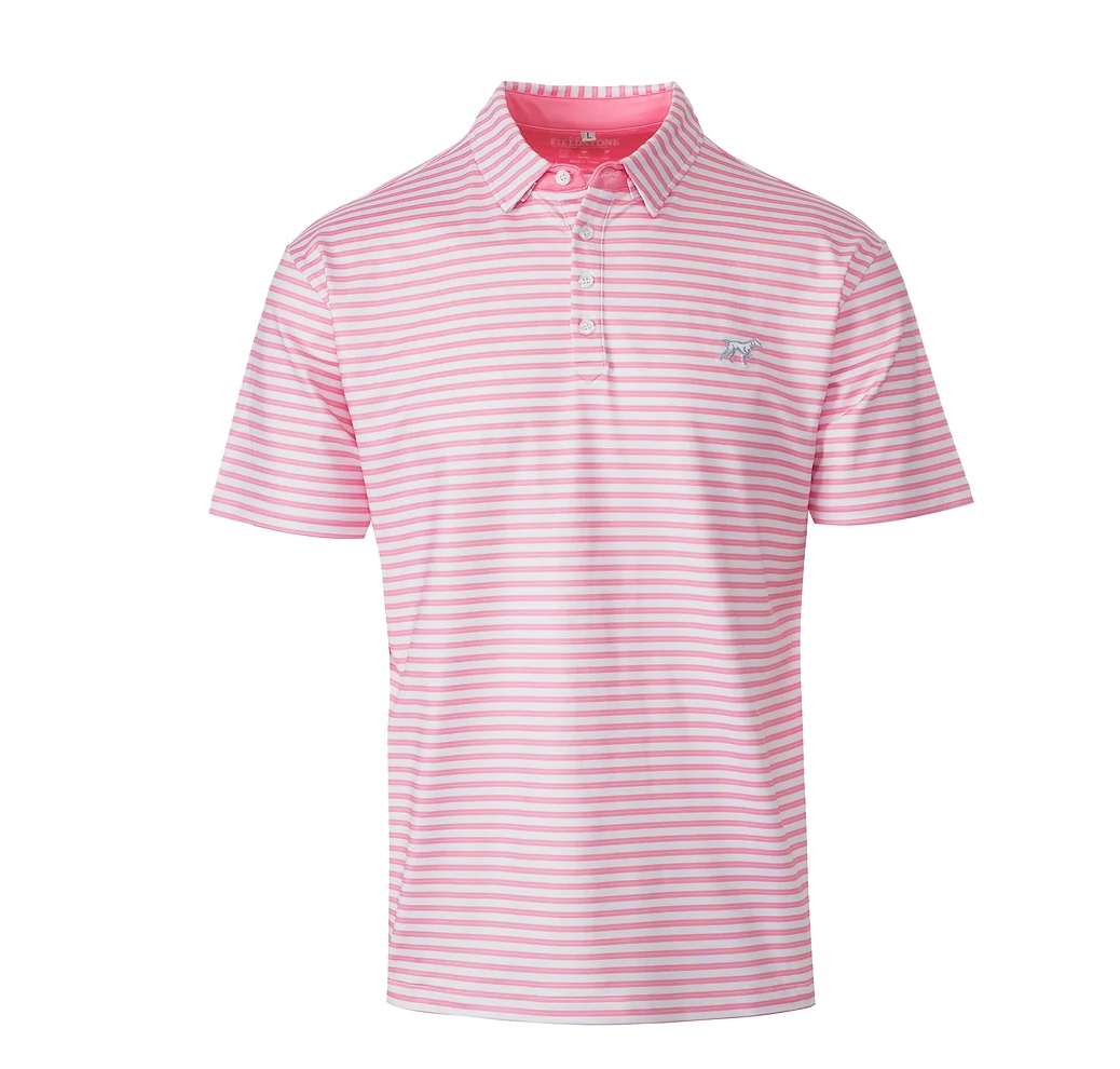 Fieldstone Youth Carlyle Performance Polo- Pink/White