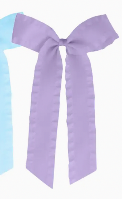 Pastel Purple Satin Ruffle Long Tail Bow